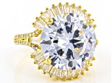 White Cubic Zirconia 18k Yellow Gold Over Sterling Silver Ring 18.02ctw