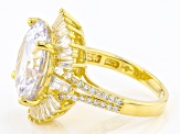 White Cubic Zirconia 18k Yellow Gold Over Sterling Silver Ring 18.02ctw