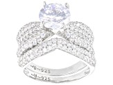 White Cubic Zirconia Platinum Over Sterling Silver Ring Set 4.76ctw