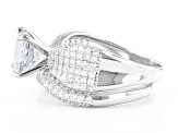 White Cubic Zirconia Platinum Over Sterling Silver Ring Set 4.76ctw