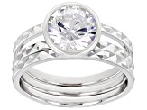 White Cubic Zirconia Rhodium Over Sterling Silver Ring Set 3.46ctw