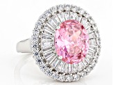 Pink And White Cubic Zirconia Rhodium Over Sterling Silver Ring 8.50ctw