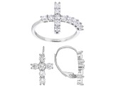 White Cubic Zirconia Rhodium Over Sterling Silver Jewelry Set 3.41ctw