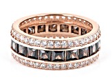 Mocha And White Cubic Zirconia 18k Rose Gold Over Sterling Silver Eternity Band6.47ctw