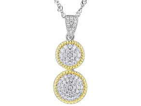 White Cubic Zirconia Rhodium And 14k Yellow Gold Over Sterling Silver Pendant With Chain 0.62ctw