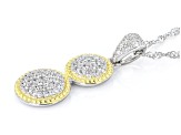 White Cubic Zirconia Rhodium And 14k Yellow Gold Over Sterling Silver Pendant With Chain 0.62ctw