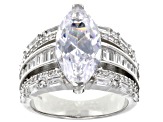 White Cubic Zirconia Platinum Over Sterling Silver Ring 8.12ctw