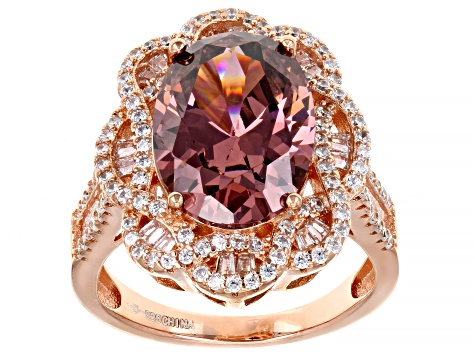 Blush And White Cubic Zirconia 18k Rose Gold Over Sterling Silver Ring 10.33ctw
