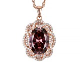 Blush And White Cubic Zirconia 18k Rose Gold Over Sterling Silver Pendant With Chain 10.57ctw