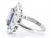 Blue And White Cubic Zirconia Rhodium Over Sterling Silver Ring 7.61ctw