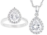White Cubic Zirconia Rhodium Over Sterling Silver Jewelry Set 4.96ctw
