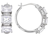 White Cubic Zirconia Rhodium Over Sterling Silver Hoops 8.86ctw