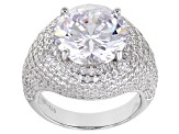 White Cubic Zirconia Rhodium Over Sterling Silver Ring 13.87ctw