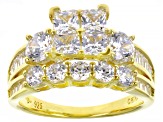 White Cubic Zirconia 18k Yellow Gold Over Sterling Silver Ring 4.08ctw