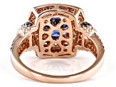 Blue, Mocha, And White Cubic Zirconia 18k Rose Gold Over Sterling Silver Ring 4.00ctw