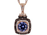 Blue, Mocha, And White Cubic Zirconia 18k Rose Gold Over Sterling Silver Pendant With Chain 3.62ctw