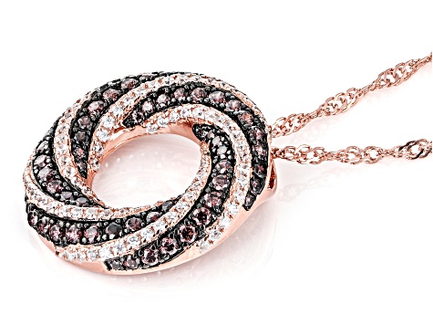 Mocha And White Cubic Zirconia 18k Rose Gold Over Sterling Silver Pendant With Chain 1.82ctw