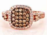 Champagne And White Cubic Zirconia 18k Rose Gold Over Sterling Silver Ring 1.60ctw