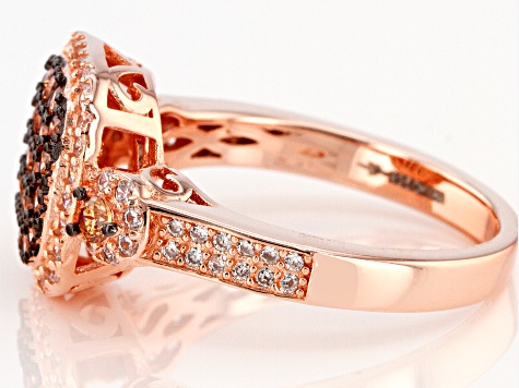 Champagne And White Cubic Zirconia 18k Rose Gold Over Sterling Silver Ring 1.60ctw