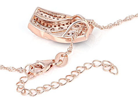 Mocha, Champagne, And White Cubic Zirconia 18k Rose Gold Over Sterling Silver Pendant 1.25ctw