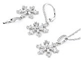 White Cubic Zirconia Rhodium Ove Sterling Silver Snowflake Jewelry Set 3.43ctw