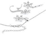 White Cubic Zirconia Rhodium Ove Sterling Silver Snowflake Jewelry Set 3.43ctw