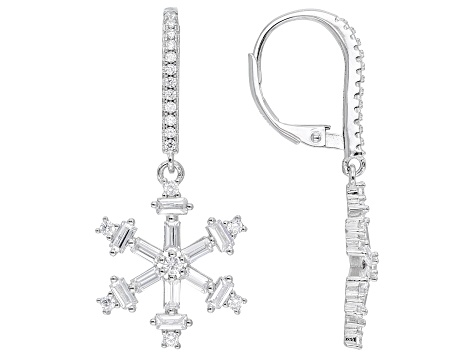 White Cubic Zirconia Rhodium Ove Sterling Silver Snowflake Jewelry Set 3.43ctw