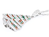 Multicolor Gemstone Simulants Rhodium Over Silver Christmas Tree Pendant With Chain 2.26ctw