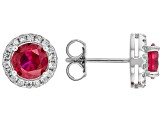 Lab Created Ruby And White Cubic Zirconia Rhodium Over Sterling Silver Jewelry Set 7.57ctw