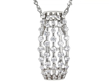 Picture of White Cubic Zirconia Rhodium Over Sterling Silver Pendant With Chain 2.35ctw