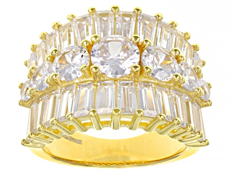 White Cubic Zirconia 18k Yellow Gold Over Sterling Silver Ring 9.91ctw