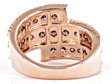 Mocha And White Cubic Zirconia 18k Rose Gold Over Sterling Silver Ring 2.66ctw