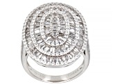 White Cubic Zirconia Rhodium Over Sterling Silver Ring 4.49ctw