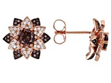 Mocha And White Cubic Zirconia 18k Rose Gold Over Sterling Silver Studs 1.81ctw