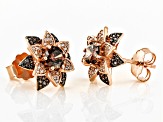 Mocha And White Cubic Zirconia 18k Rose Gold Over Sterling Silver Studs 1.81ctw