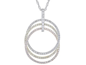 White Cubic Zirconia Rhodium And 14k Yellow And Rose Gold Over Silver Pendant With Chain 1.74ctw