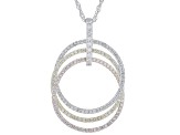 White Cubic Zirconia Rhodium And 14k Yellow And Rose Gold Over Silver Pendant With Chain 1.74ctw