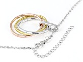 White Cubic Zirconia Rhodium And 14k Yellow And Rose Gold Over Silver Pendant With Chain 1.74ctw