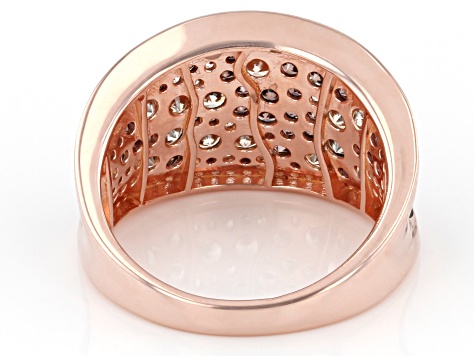 Mocha, Champagne, And White Cubic Zirconia 18k Rose Gold Over Sterling Silver Ring 2.38ctw