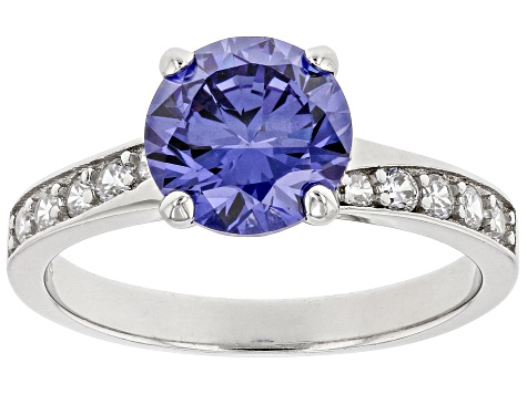 Blue And White Cubic Zirconia Rhodium Over Sterling Silver Jewelry Set 4.72ctw