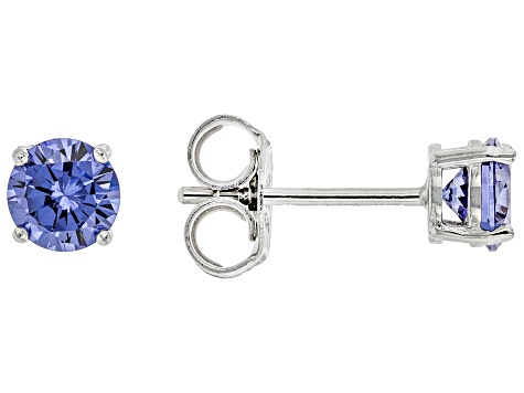 Blue And White Cubic Zirconia Rhodium Over Sterling Silver Jewelry Set 4.72ctw