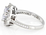 Blue and White Cubic Zirconia Rhodium Over Sterling Silver Ring 3.75ctw