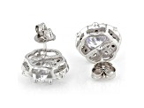 Blue And White Cubic Zirconia Rhodium Over Sterling Silver Studs 7.20ctw
