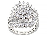 White Cubic Zirconia Platinum Over Sterling Silver Ring 5.23ctw