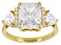 White Cubic Zirconia 18k Yellow Gold Over Sterling Silver Ring 8.19ctw