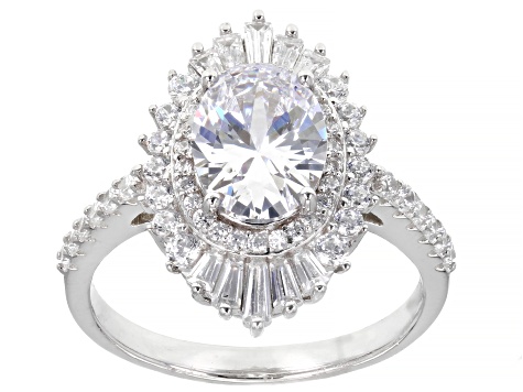 White Cubic Zirconia Rhodium Over Sterling Silver Ring 4.73ctw