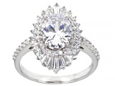 White Cubic Zirconia Rhodium Over Sterling Silver Ring 4.73ctw