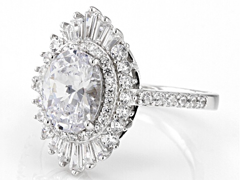 White Cubic Zirconia Rhodium Over Sterling Silver Ring 4.73ctw