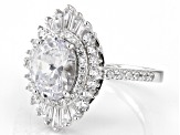 White Cubic Zirconia Rhodium Over Sterling Silver Ring 4.73ctw