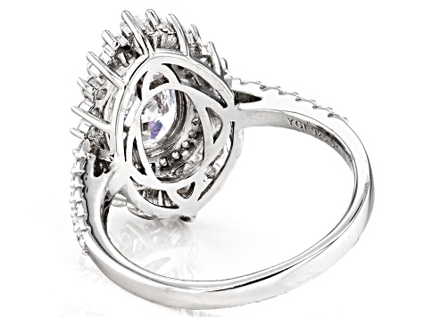 White Cubic Zirconia Rhodium Over Sterling Silver Ring 4.73ctw